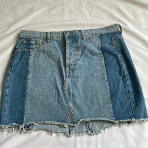 Patchwork Denim Skirt Forever 21